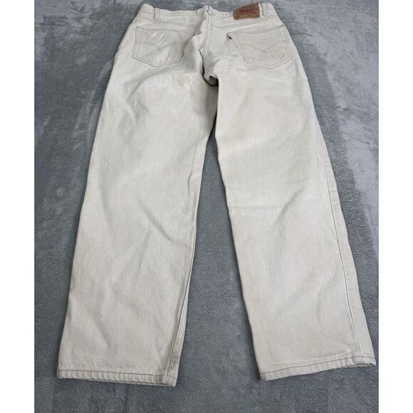 Vintage 90s Levi's 550 Relaxed Fit Straight Leg Jeans Men's Size 36x30 Beige - Picture 2 of 15